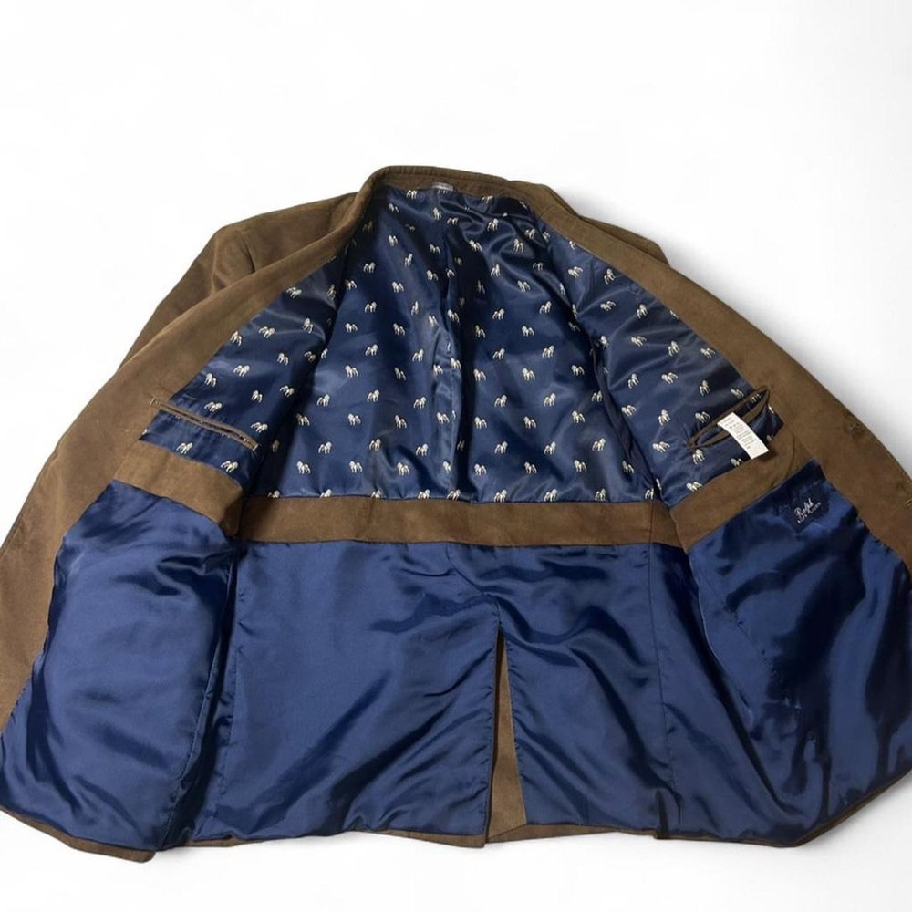 Ralph Lauren Brown Faux Suede Blazer 50R Bulldog Lined - Picture 3 of 10